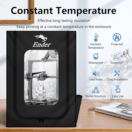 Creality Official 3D Printer Enclosure with Fan Interface, 550 * 650 * 750mm Fireproof Dustproof Constant Temperature Protective Cover for Creality Hi/Ender 3 V3/3 V3 SE/3 V3 KE/Ender 3 S1/3 S1 Pro