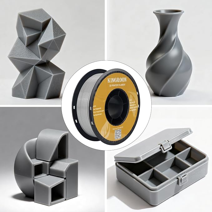 Kingroon PLA Filament,12 Rolls, Dimensional Accuracy +/- 0.02 mm, 12kg Spool(26.5lbs), 1.75 mm, Grey