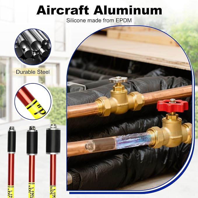 2062 Plumbing Plug Tool Kit, Water Stopper for Pipes 1/2", 3/4", 1" Sized Pipes, with Replacement Parts Gasket Nut, Plumbing Plugs for Fast Water Line Repairs, Without Drainage