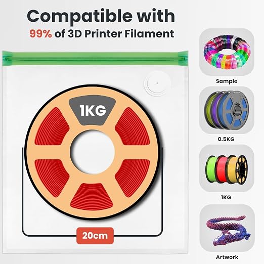 3D Printer Filament Storage Bags Vacuum Kit, 30 Vacuum Bags (13x15 in) with Auto Pump, 30 Desiccants & 2 Clips, Airtight Filament Storage for PLA ABS TPU, Dustproof Moisture Resistant