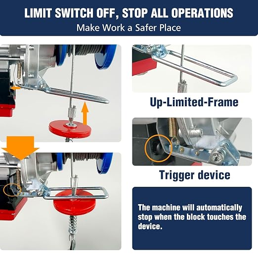 Electric Hoist 2 in 1,Electric Hoist 1320lbs, Bigorenda 110v Electric Hoist Winch with 328ft Wireless Control & Wired Remote Control, 65.6ft Lifting Garage Lift Hoist,for Factories, Warehouses, Attic