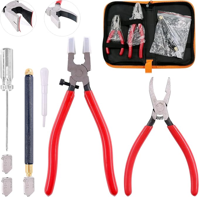 Swpeet 9Pcs Glass Cutter Tool Kit + 3Pcs Glass Cutting Tools Kit
