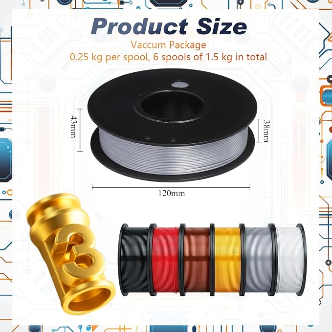 Pangda 3D Printer Filament Pla Bundle 1.75mm Multicolor, ±0.02mm Dimensional Accuracy, 3D Printing Filament for DIY Projects, Holiday Crafts(1.5 kg,Classic Color)