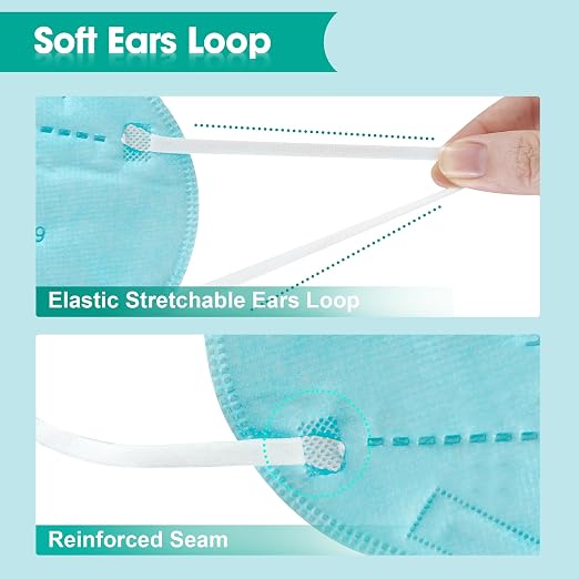 LEMENT KN95 Face Masks 50 Pack,5-Ply Breathable Cup Dust Disposable Masks For Adults,Blue