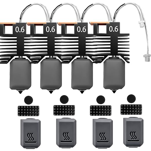 4PK for Snapmaker U1 0.6mm Hotend Hardened Steel U1 Nozzle Assembled Hot End Nano Coating 2.5X Hardness for Snapmaker U1 Nozzle Integrated Leak-Proof Nozzle-Throat Completed Hotend for U1 Accessories