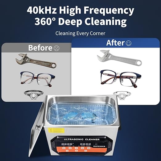 Ultrasonic Cleaner 3L 120W Digital Ultrasonic Cleaning Machine with Upgraded Degassing & Gentle Mode, 40kHz, with Heater & Timer for Tools, Jewelry, Watches, Glasses, Dentures, Small Parts