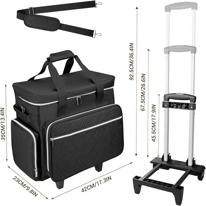 LIWSHWZ Rolling Teacher Tote Bag,Wheeled Teacher Bag with Detachable Dolly & File Teacher Tote