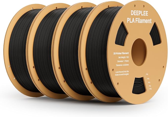 PLA 1.75mm 3D Printer Filament, Dimensional Accuracy +/- 0.02mm, Neatly Wound, No Clogging, Vacuum Package, Fits for Most FDM 3D Printers, Cardboard Spool 4kg Black
