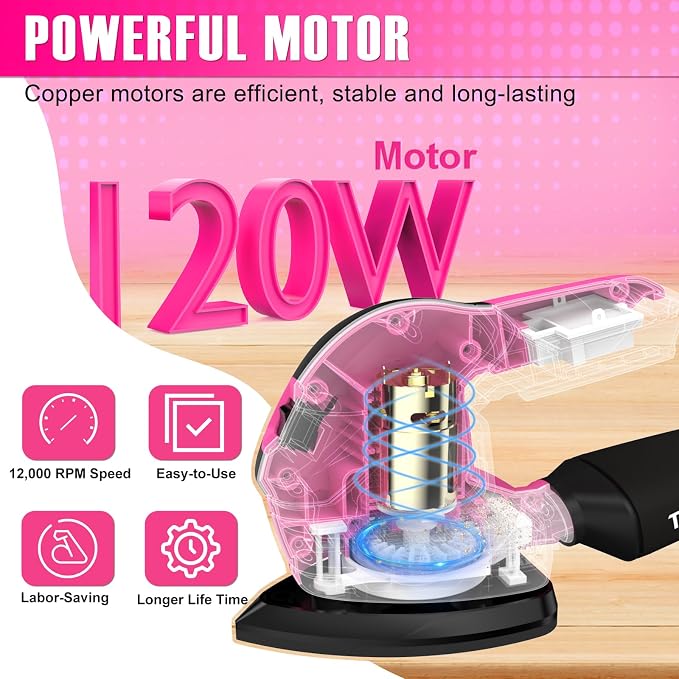 THINKLEARN Cordless Detail Sander with 2Pcs Batteries and Charger, 20V Electric Hand Sander with 22Pcs Sandpapers & Dust Collection System, Palm Sanding Tool for Woodworking, Polishing Wood Furniture