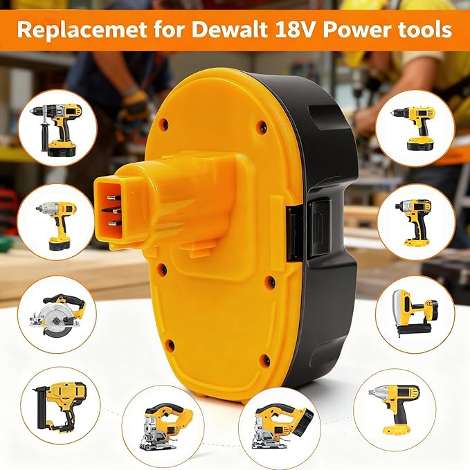 Upgraded 18V Replacement Battery for Dewalt 18V XRP Type Tools, 5.0Ah Ni-MH Battery 2-Pack Compatible with DC9096, DC9071, DE9096 DE9098,DW9071, DW9095, DW9096 Power Tools & Chargers