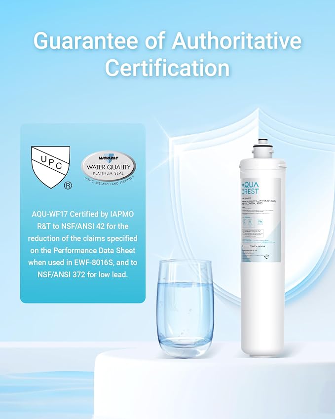 AQUA CREST H-104 Under Sink Water Filter, Replacement for Everpure H-104, EV961211, EF-3000, PBS-400, OW200L, 6TO-BW, MR-100, MR-225, EV9262-71, EF9857-00, NSF/ANSI 42 Certified, 19000 Gallons, 2 Pack