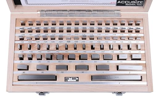 Accusize Industrial Tools Precision 81-Piece Steel Gauge Block Set, Grade B Accuracy, Corrosion-Resistant, P900-S581 | ASME B89.1.9-2002, Hardened to HRC 64, Corrosion-Resistant, with Certificate of Inspection