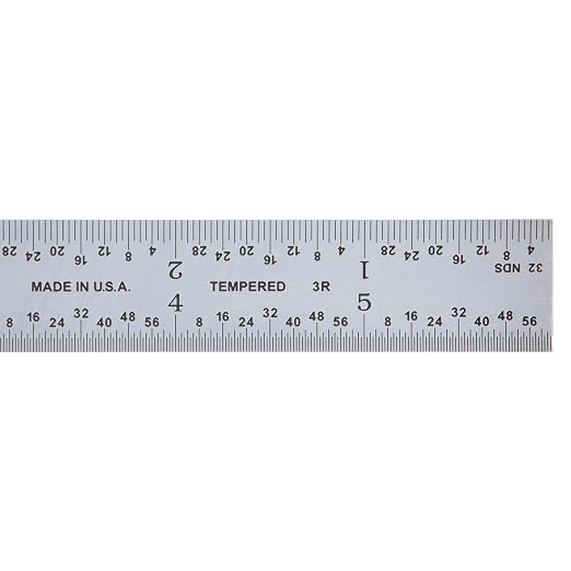PEC Tools Made in USA Machinist Rule, 6" Rigid Steel Rule, Satin Chrome Finish, Markings 1/32", 1/64",1/10",1/50" for Professionals