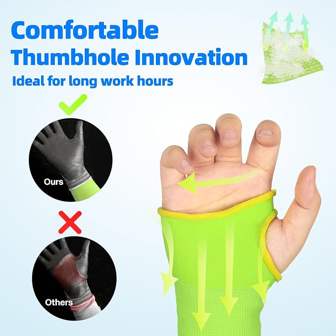 Schwer AIR-SKIN ANSI A6 Cut Resistant Arm Sleeves for Men & Women, Arm Protectors for High Risk Work, Gardening Sleeves, 100 Pairs, Yellow, 22 IN