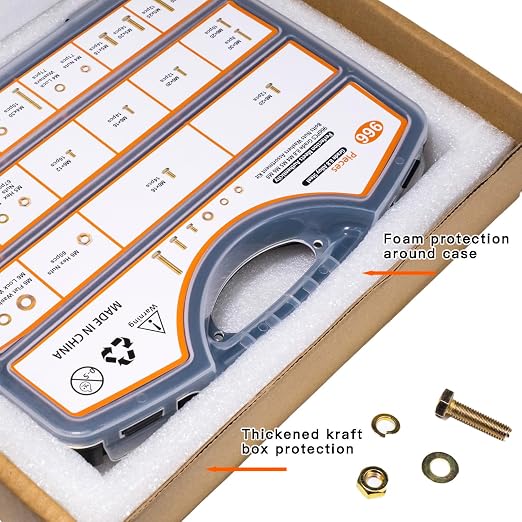 966PCS Nuts and Bolts kit– High-Strength M4 M5 M6 M8 Grade 8.8 Metric Bolts & Nuts Set with Organized Storage Case, 12-30mm