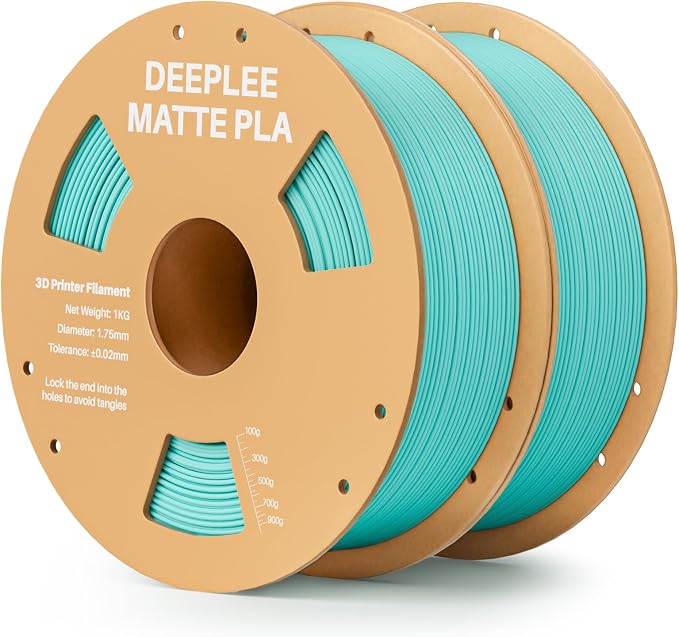Matte PLA Filament 1.75mm, 3D Printer Filament Dimensional Accuracy +/- 0.02mm, No Clogging, Higher Toughness, Cardboard Spool 3D Filament, 2 Pack Teal Green
