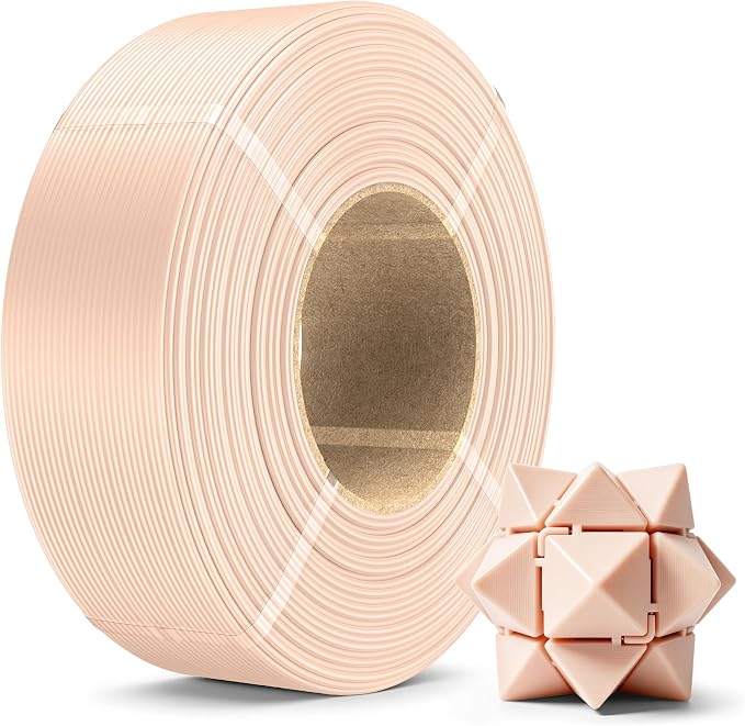 SUNLU PLA+2.0 3D Printer Filament Refill 1.75mm, 1KG Beige | High Toughness PLA+ Filament, No Spool Refill for Reusable Spools, Compatible with Bambu Lab 3D Printers, Beige
