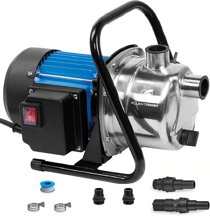FLUENTPOWER 1HP Portable Garden Transfer Pump, 900GPH Electric Sprinkler Booster Pump, Shallow Well Jet Pump for Home Lawn Irrigation and Water Draining