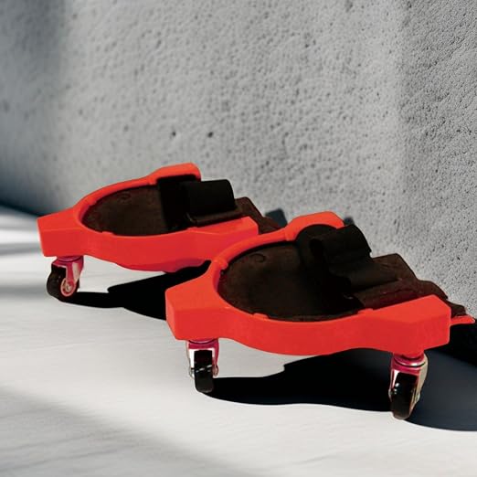 Professional Heavy-Duty Knee Rollers with Smooth-Rolling Casters & Gel Cushion – 360° Glide Mobility, Secure Fit, Work-Grade Protection for Adults, Red, One Size