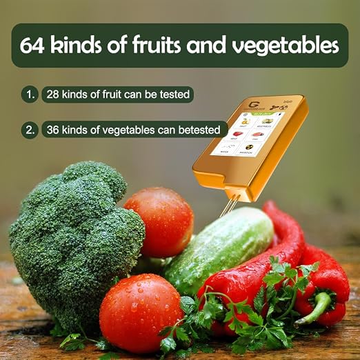 ECO6 Food Tester Nitrate Tester for Fish Fruit Vegetable Meat,TDS Water Tester Radiation Meter Geiger Counter Food Detector for Home Health-Golden