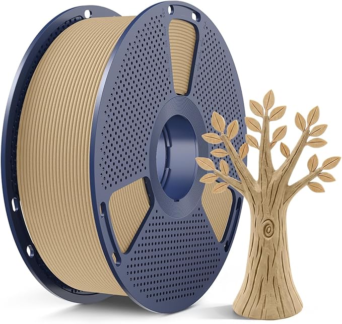 SUNLU Wood PLA Filament 1.75mm, Real Wood Fiber 3D Printer Filament, Natural Wood Texture & Scent, Clog-Free, Dimensional Accuracy +/- 0.02mm, 1kg Spool (2.2lbs), Fit Bambu Lab Printer
