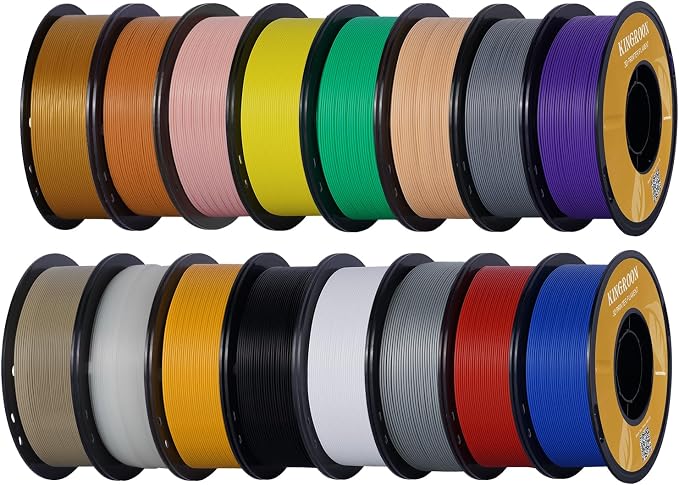 Kingroon PLA 3D Printer Filament Bundle, 16 Rolls, Dimensional Accuracy +/- 0.02 mm, 16kg Spool(35.2lbs), 1.75 mm 16 Colors