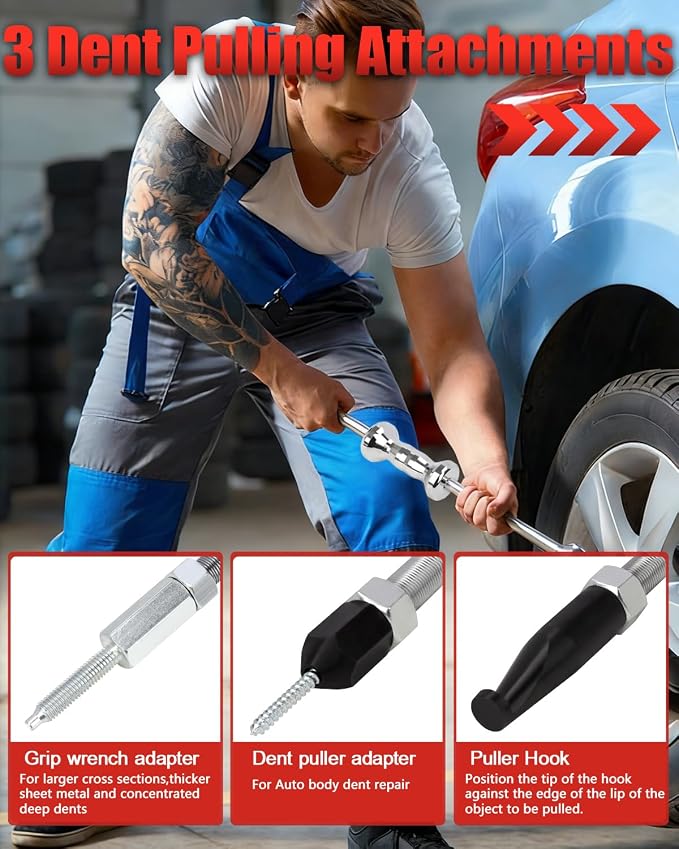 9-Way Slide Hammer Puller Set, Front Wheel Hub Remover & Rear Wheel Axle Removal Tool, Heavy Duty Bearing Puller Set with Carry Box