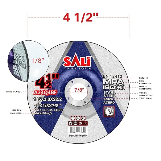 SALI 25 Pack 4-1/2 Inch Grinding Wheels for General Purpose Metal & Stainless Steel, Aluminum Oxide Grinding Disc for Angle Grinder, Depressed Center 4.5" * 1/8" * 7/8"(115 * 3.0 * 22.2 mm)