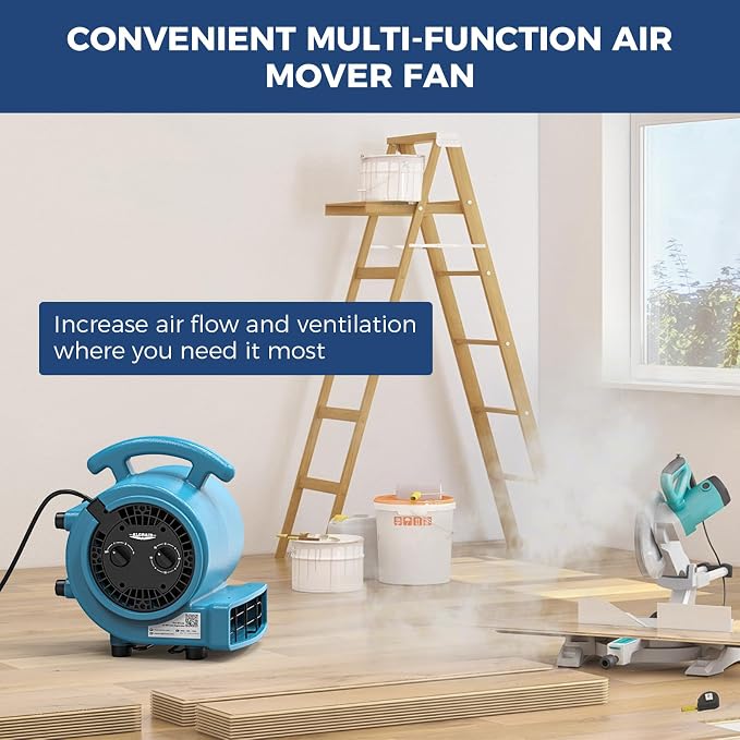 ALORAIR 1000 CFM Air Mover Blower Fan for Drying, Ventilating, Exhausting, Cooling, Utility Timer Fan with 3 Speeds, 5 Adjustable Angles, 20ft Long Cord for Home, Industrial, Commercial Use - GE1000T