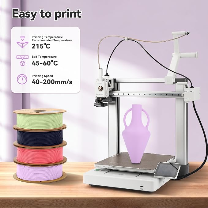3DHoJor Matte PLA Filament 1.75mm 1kg*4 Bundle Cardboard Spool PLA Filament 1.75 PLA 3D Printing Filament, Print with Most 3D Printers 3D Filament-Strawberry red/Lilac/Matcha Green/Dark Blue