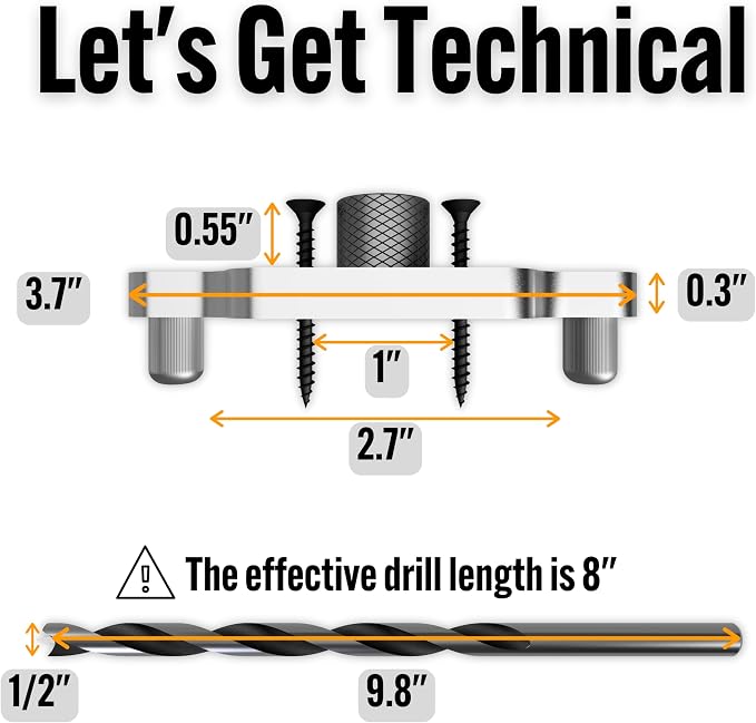 EVALD Dowel Jig Kit for Floating Shelf Bracket | 1/2 inch x 9.8 inch Drill Bit | Doweling Jig for Shelves and Mantels| Hardware Kit for Hidden Shelf Brackets | Floating Shelf DIY Woodworking Tool