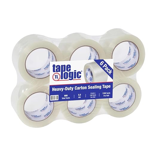 Tape Logic Packing Tape (6-Rolls), 3" x 110 yd - Strong Packaging Tape Refill for Shipping, Moving, Order Fulfillment, Acrylic 2.2 Mil