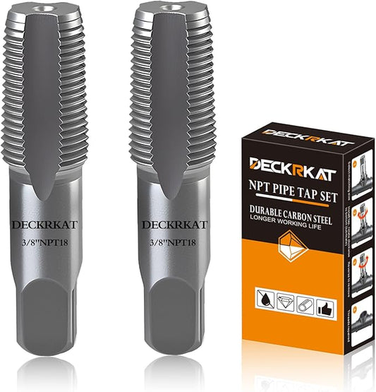 DECKRKAT 2-Piece 3/8" NPT Pipe Tap - High Carbon Steel Pipe Threading Tool, 18 Threads Per Inch Precision Internal Tap for Plumbers, Mechanics & DIY, with Protective Case.