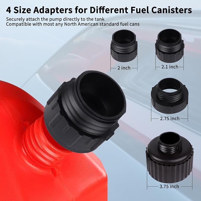 Fuel Transfer Pump (3.2GPM) with Hand Nozzle for Quick Stop Flow Control, 51" Hose Automatic Gas Pump with 4 Gas Can Fittings, USB and Battery Powered Portable Siphon Pump for Oil, Gasoline, Diesel