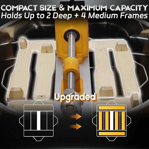 6 Frames Manual Honey Extractor, Basic Stainless Steel Drum Spinner with Clear Lid, Fits 2 Deep and 4 Medium Frames for Beginner Beekeeping Honey Harvest