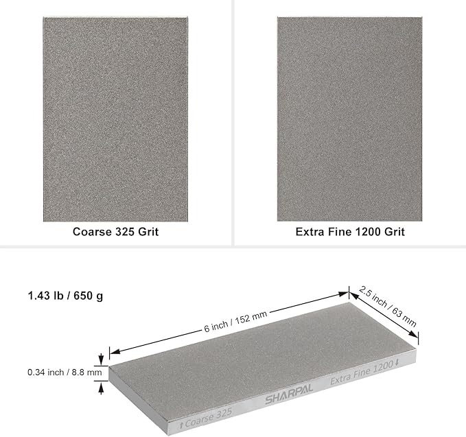 SHARPAL 156N Double-sided Diamond Sharpening Stone Whetstone Knife Sharpener | Coarse 325 / Extra Fine 1200 Grit | Storage Case with NonSlip Base & Angle Guide (6 in. x 2.5 in.) Gifts for Men