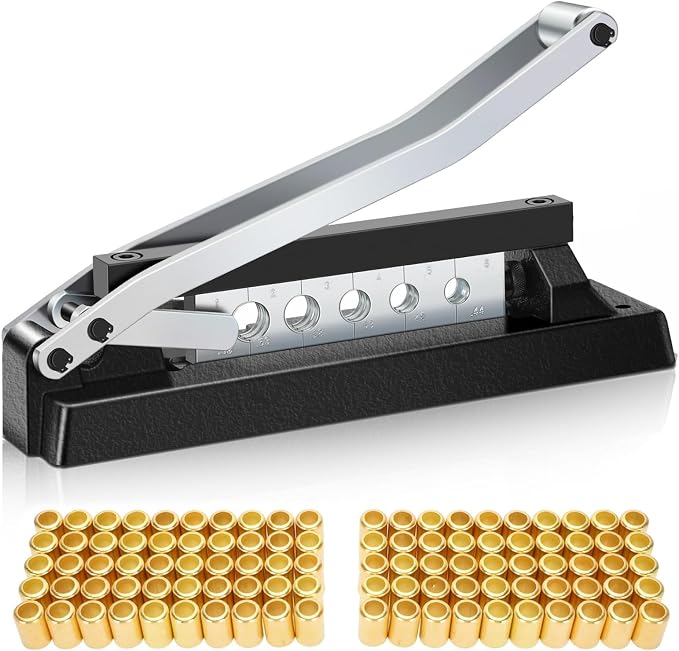 Heavy Duty Ferrule Crimping Tool, Standard Air Hose Repair kit with 5 Dies & 100 Ferrules Fittings