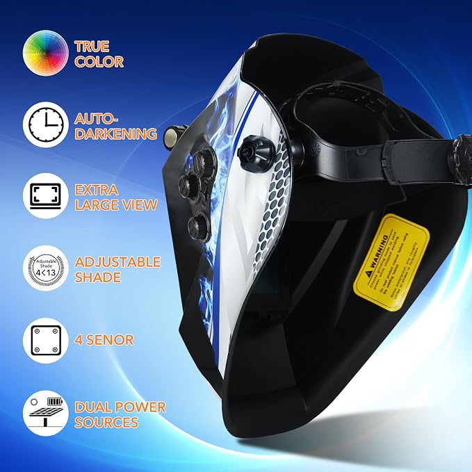 TRQWH Auto Darkening Welding Helmet Large Viewing True Color Solar Powered Welding Hood & Welding Backpack for Men Waterproof Reinforced Bottom Large Capacity