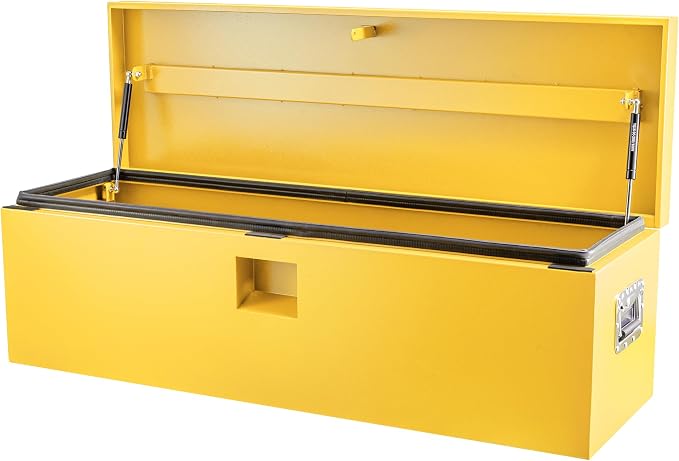 GarveeTech Truck Bed Tool Box Heavy Duty Steel Toolbox with Hydraulic-Assisted Lid, Drill-Proof Lock & Weatherproof Seal, Universal Mount for Pickup, Truck Bed, RV, Trailer