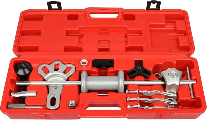 SCITOO 9-Way Slide Hammer Puller Set,Front Wheel Hub Bearing Remover & Rear Wheel Axle Hub Dent Shaft Puller Tool Kit