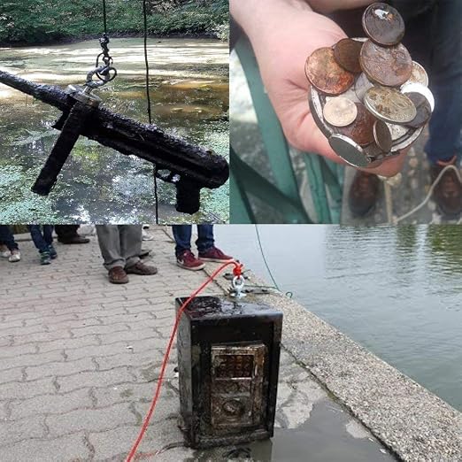 FINDMAG Double Sided Magnet Fishing Kit with Rope, Fishing Magnets 1000 lbs Pulling Force Fishing Magnets for Retrieving Items in River, Lake, Beach, Lawn, 2.95" Diameter