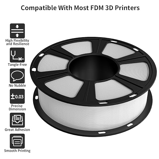 GIANTARM 3D Printer Filament, White Pla Filament, 1Kg(2.2lbs) Spool, 1.75mm Dimension Accuracy +/- 0.03mm, 3D Printing Filament