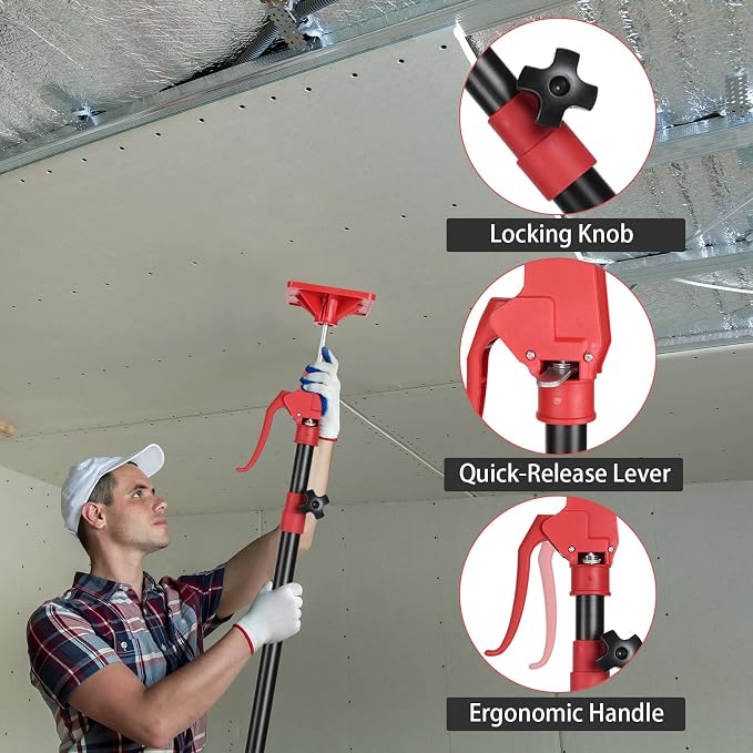 2PK Support Pole, 45 inch to114 inch Adjustable Third Hand Tool, Steel Telescopic Quick Support Rod with 78lbs Capacity for Cabinets Jack, Drywall Lift & Cargo Bars, 2Pack