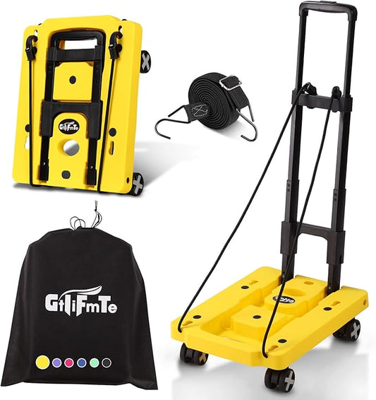Folding Hand Truck Lightweight Hand Truck Dolly Foldable,Luggage cart with 4 Rotate Wheels, Utility Cart with Adjustable Handle,Collapsible Dolly for Moving