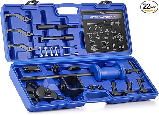 Orion Motor Tech Slide Hammer Puller Set, 22 Piece Front and Rear Axle Shaft Hub Bearing Seal Remover Set with 1" to 2-7/8" ID Adapters 2-Jaw 3-Jaw Yokes, Slide Hammer Bearing Puller Dent Repair Kit