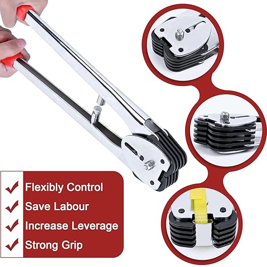 MYFAMIREA Heavy Duty Banding Strapping Kit with Tensioner Tool, 1/2"x 3500FT Polypropylene Plastic Packaging Strapping, 300 Metal Seals, Sealer Tool for Pallets, Logistics, Warehouse (Red)