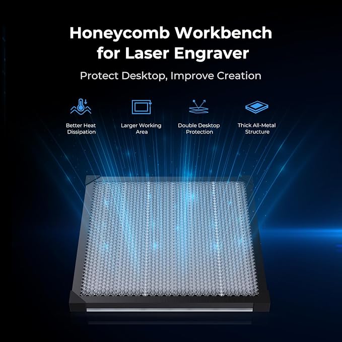 Creality Honeycomb Working Table 500x500mm, Laser Honeycomb Bed for Laser Engraver, Aluminum Honeycomb Cutting Table for Fast Heat Dissipation and Desktop Protection (19.68” x19.68”)