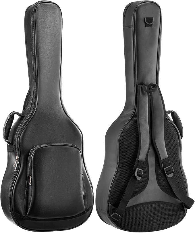 VEVOR Acoustic Guitar Hard Case, 47.1 Inch, Hard-Shell Protective Travel Carrying Case with Accessory Compartment, Foam Padding, Portable Handle, Shoulder Straps, for 41 Inch Acoustic Guitars, Black
