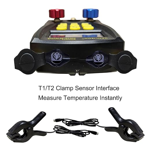 Digital Manifold Gauge Set – HVAC Refrigerant Pressure & Temp Tester, Dual-Port Diagnostic Tool with 112 Refrigerant Profiles, Leak Test, Data Hold & Superheat Subcooling, 3000 PSI Hoses