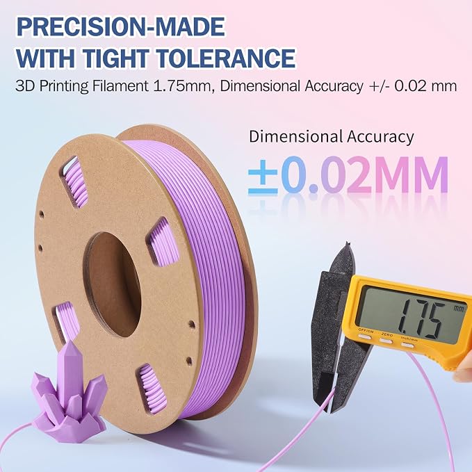 PLA 3D Printer Filament Bundle 1.75mm, 6 Colors Pastel 250g Each | Dimensional Accuracy +/- 0.02 mm, Compatible with Most FDM 3D Printers, For DIY Projects, Models and Crafts